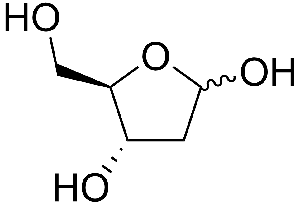 The chemical structure of deoxyribose; http://en.wikipedia.org/wiki/File:D-Deoxyribose.png Deoxyribose
